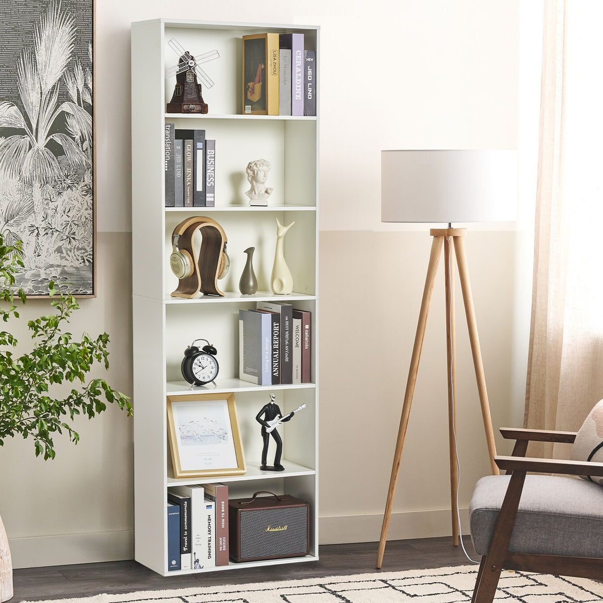 Bookcase and Bookshelf, Floor Standing 6-Story High Bookshelf