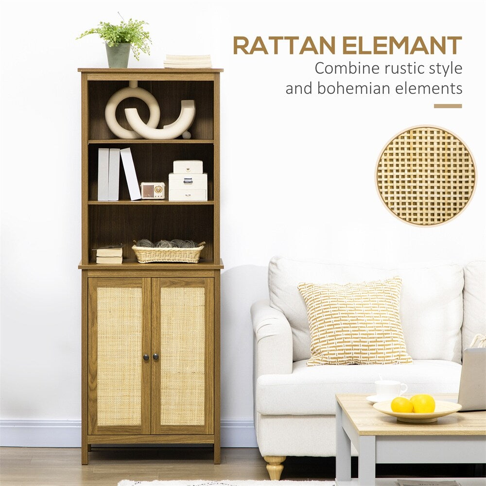 Bookcase with Cabinet and Open Shelves,Tall Bookshelf