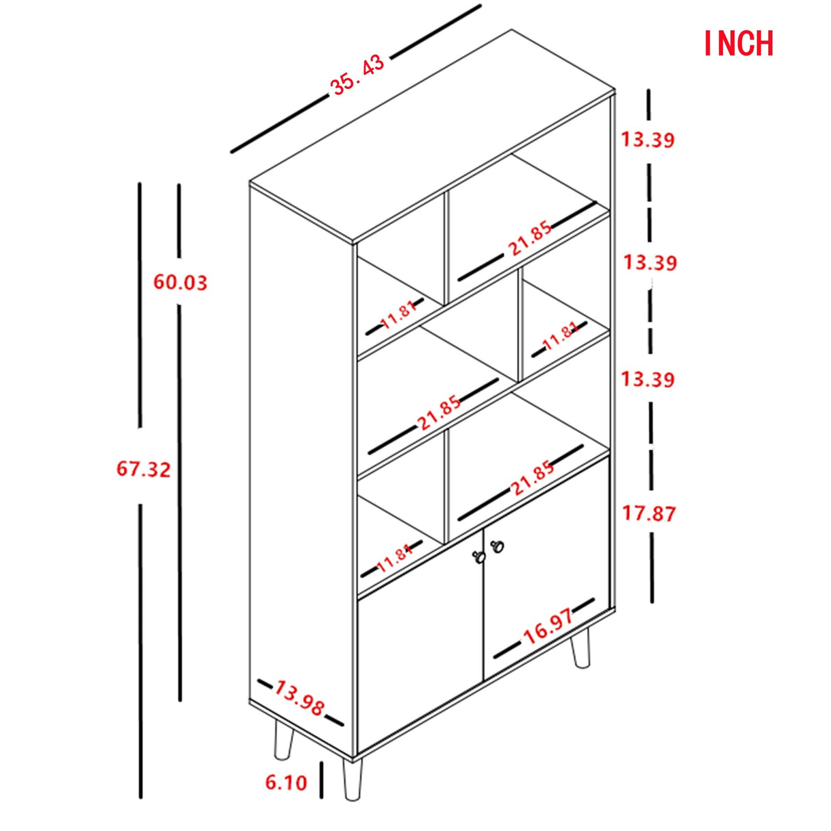 Tall Wood Bookcase Bookshelf