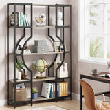 Bookshelf 5 Shelf Industrial Tall Bookcase for Living Room, Home Office