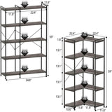 Bookshelf 5 Tier Deformable Corner Bookcase Free - 11.81"D x 36.02"W x 59.06"H