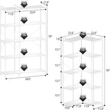 Bookshelf 5 Tier Deformable Corner Bookcase Free - 11.81"D x 36.02"W x 59.06"H