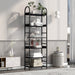 Bookshelf 6-tier Shelves with Round Top Frame Adjustable Foot Pads - 24.80'' x 11.40'' x 70.80