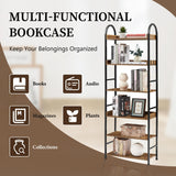 Bookshelf 6-tier Shelves with Round Top Frame Adjustable Foot Pads - 24.80'' x 11.40'' x 70.80