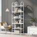Bookshelf 6-tier Shelves with Round Top Frame Adjustable Foot Pads - 24.80'' x 11.40'' x 70.80