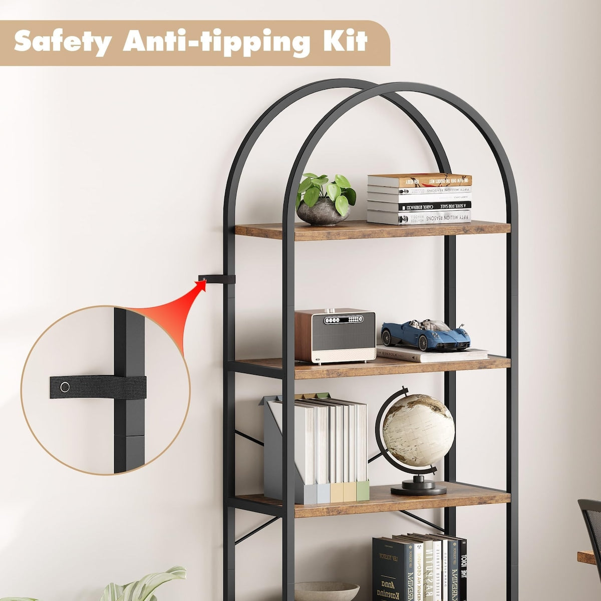 Bookshelf Tall Bookcase Arched Standing Bookshelves
