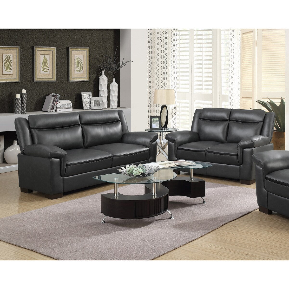 Borden Grey 2-piece Faux Leather Living Room Set