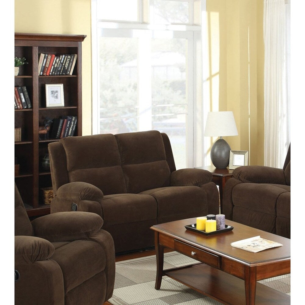 Lood Transitional Brown Fabric 2-Piece Upholstered Reclining Sofa Set by Furniture of America