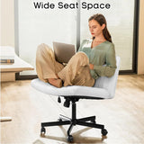 Bossin Criss Cross Chair Armless Office Desk Chair with Wheels,Fabric Padded Cross Legged Chair, Swivel Wide Seat Vanity Chair