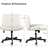 Bossin Criss Cross Chair Armless Office Desk Chair with Wheels,Fabric Padded Cross Legged Chair, Swivel Wide Seat Vanity Chair