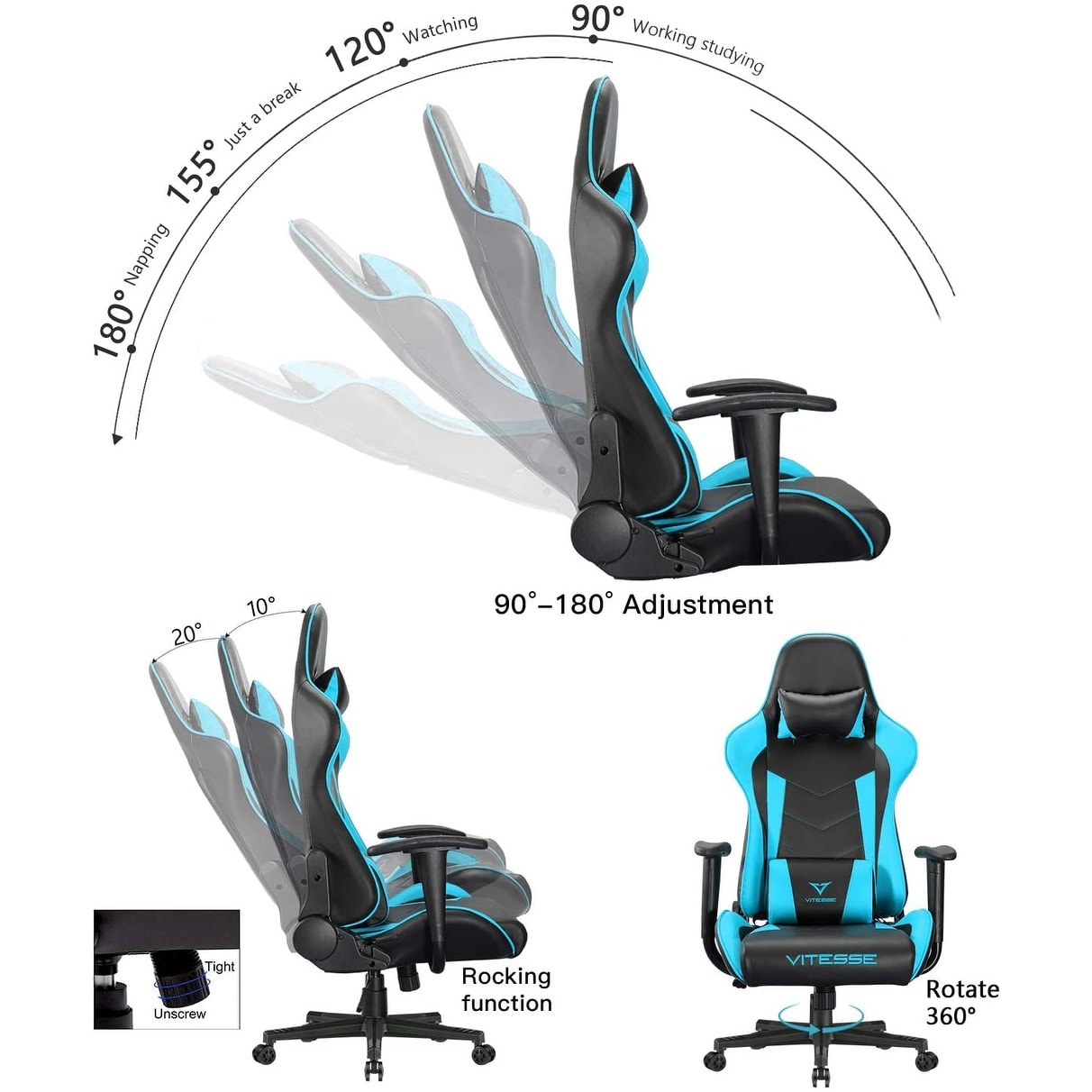 BOSSIN Gaming Chair High Back Computer Office Chair with Lumbar Support and Headrest