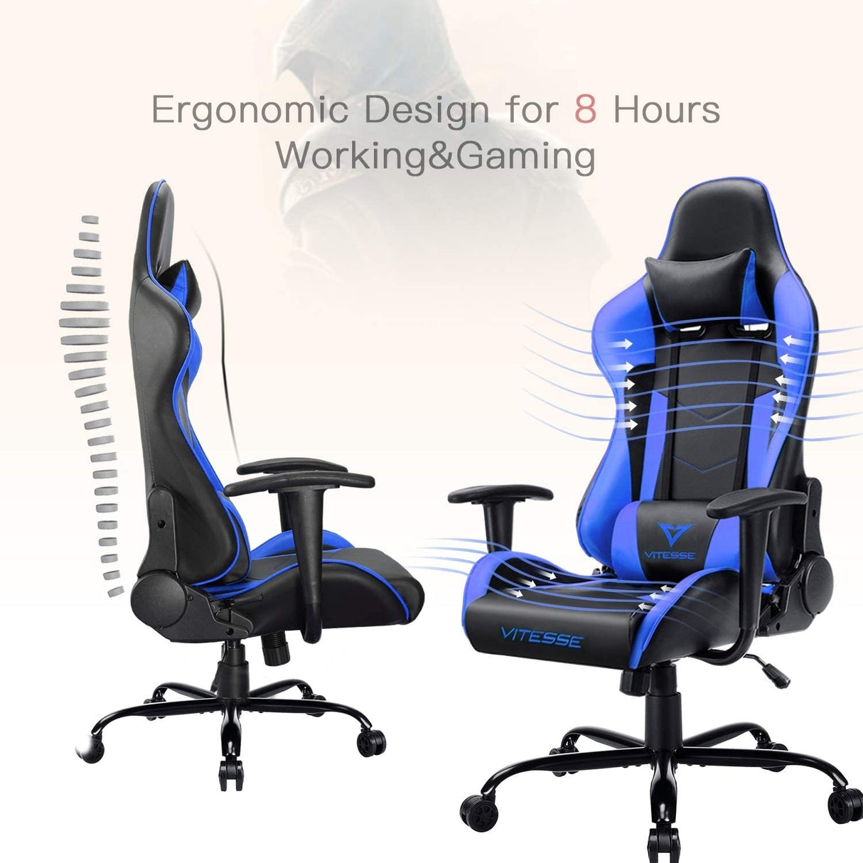 BOSSIN Gaming Chair High Back Computer Office Chair with Lumbar Support and Headrest