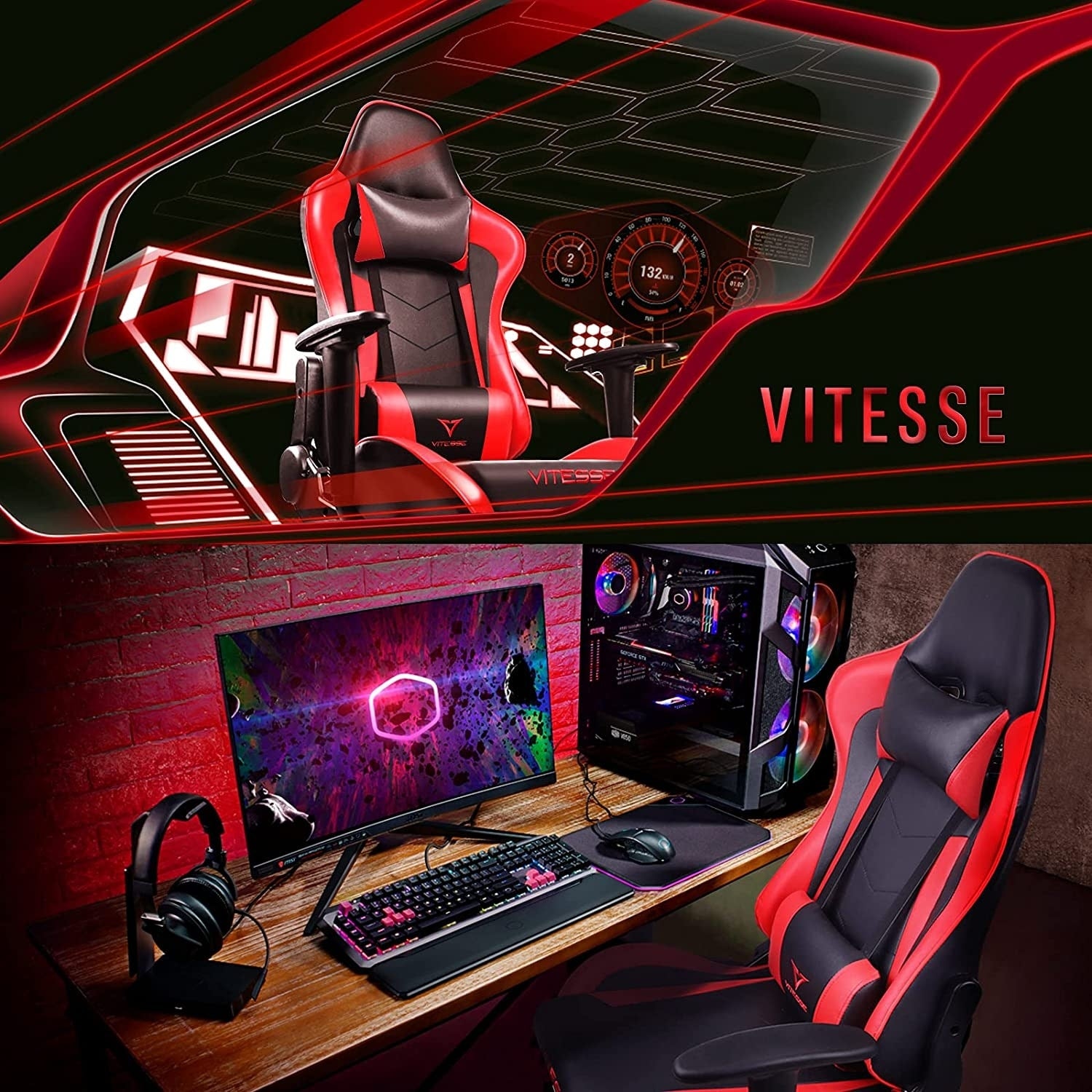 BOSSIN Gaming Chair High Back Computer Office Chair with Lumbar Suppor Overstock