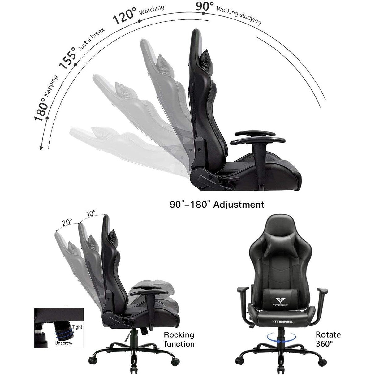 BOSSIN Gaming Chair High Back Computer Office Chair with Lumbar Support and Headrest