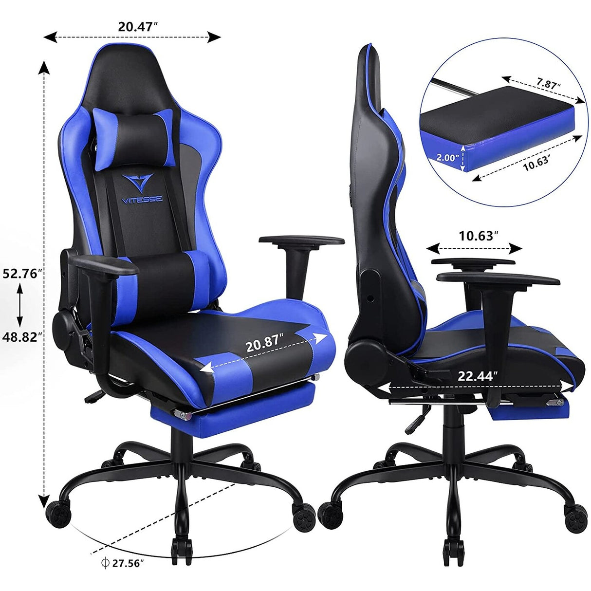 BOSSIN Gaming Chair Ergonomic Video Game Chair High Back Racing Style Chair with Armrest and Footrest