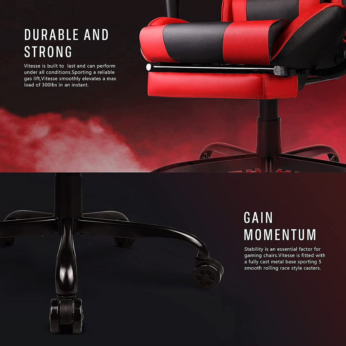 BOSSIN Gaming Chair Ergonomic Video Game Chair High Back Racing Style Chair with Armrest and Footrest
