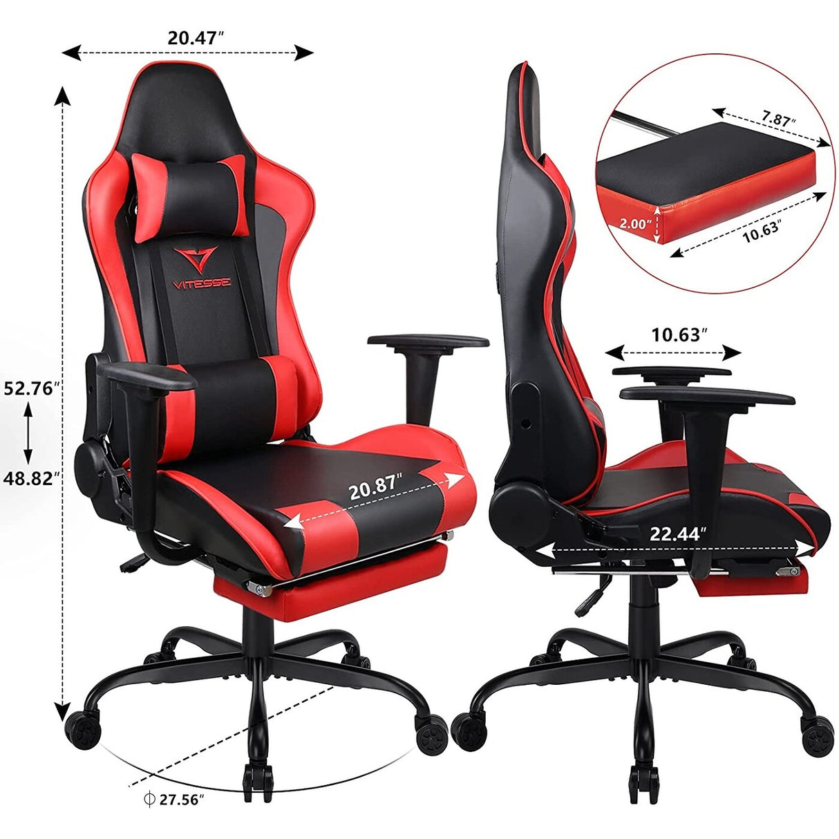 BOSSIN Gaming Chair Ergonomic Video Game Chair High Back Racing Style Chair with Armrest and Footrest