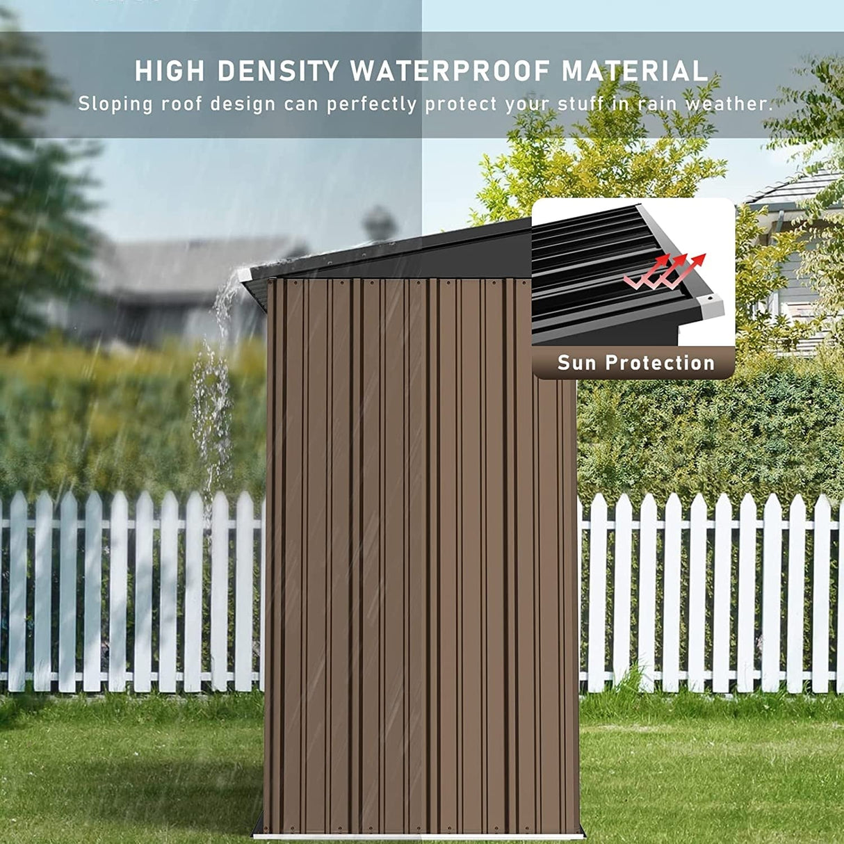 Bossin Metal Shed, Storage Shed with Single Lockable Door