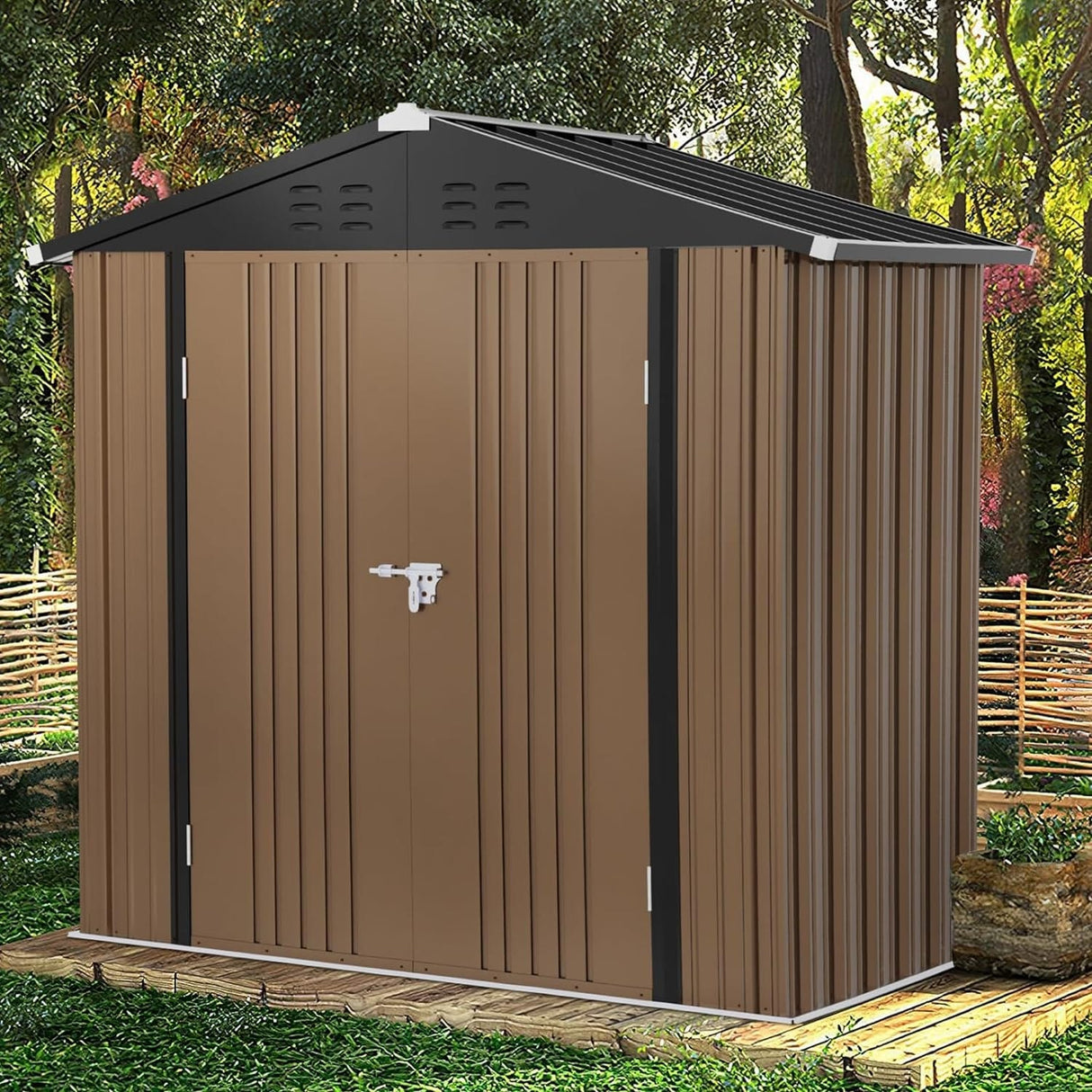 Bossin Metal Shed, Storage Shed with Single Lockable Door