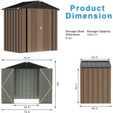 Bossin Metal Shed, Storage Shed with Single Lockable Door