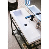 Boston 39.5" Stainless Steel Sink Console w/ White Glossy Composite Countertop