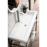 Boston 39.5" Stainless Steel Sink Console w/ White Glossy Composite Countertop