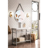 Boston 39.5" Stainless Steel Sink Console w/ White Glossy Composite Countertop