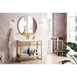 Boston 39.5" Stainless Steel Sink Console w/ White Glossy Composite Countertop