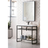 Boston 39.5" Stainless Steel Sink Console w/ White Glossy Composite Countertop
