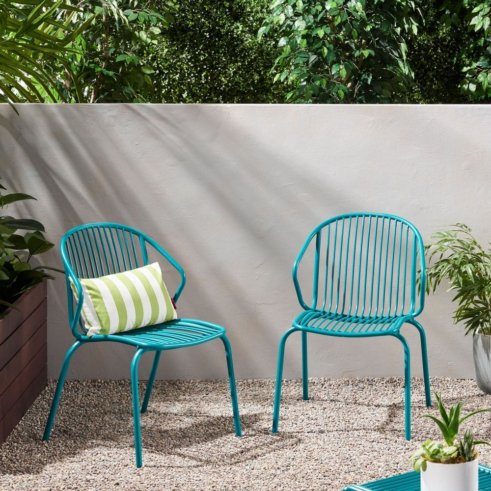 Boston Modern Outdoor Club Chair (Set of 2) by Christopher Knight Home