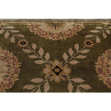 Botanical Medallion Hand Knotted Tibetan Area Rug - Olive/Brown - 8' x 10'