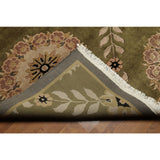 Botanical Medallion Hand Knotted Tibetan Area Rug - Olive/Brown - 8' x 10'