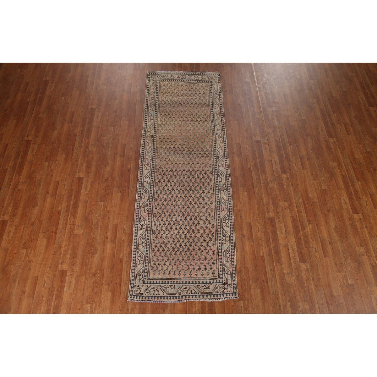 Boteh Botemir Persian Vintage Runner Rug Hand-knotted Wool Carpet - 3'3" x 9'8"