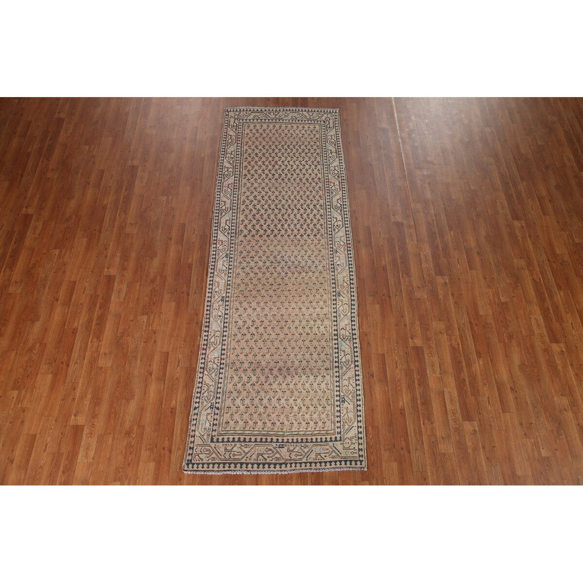 Boteh Botemir Persian Vintage Runner Rug Hand-knotted Wool Carpet - 3'3" x 9'8"