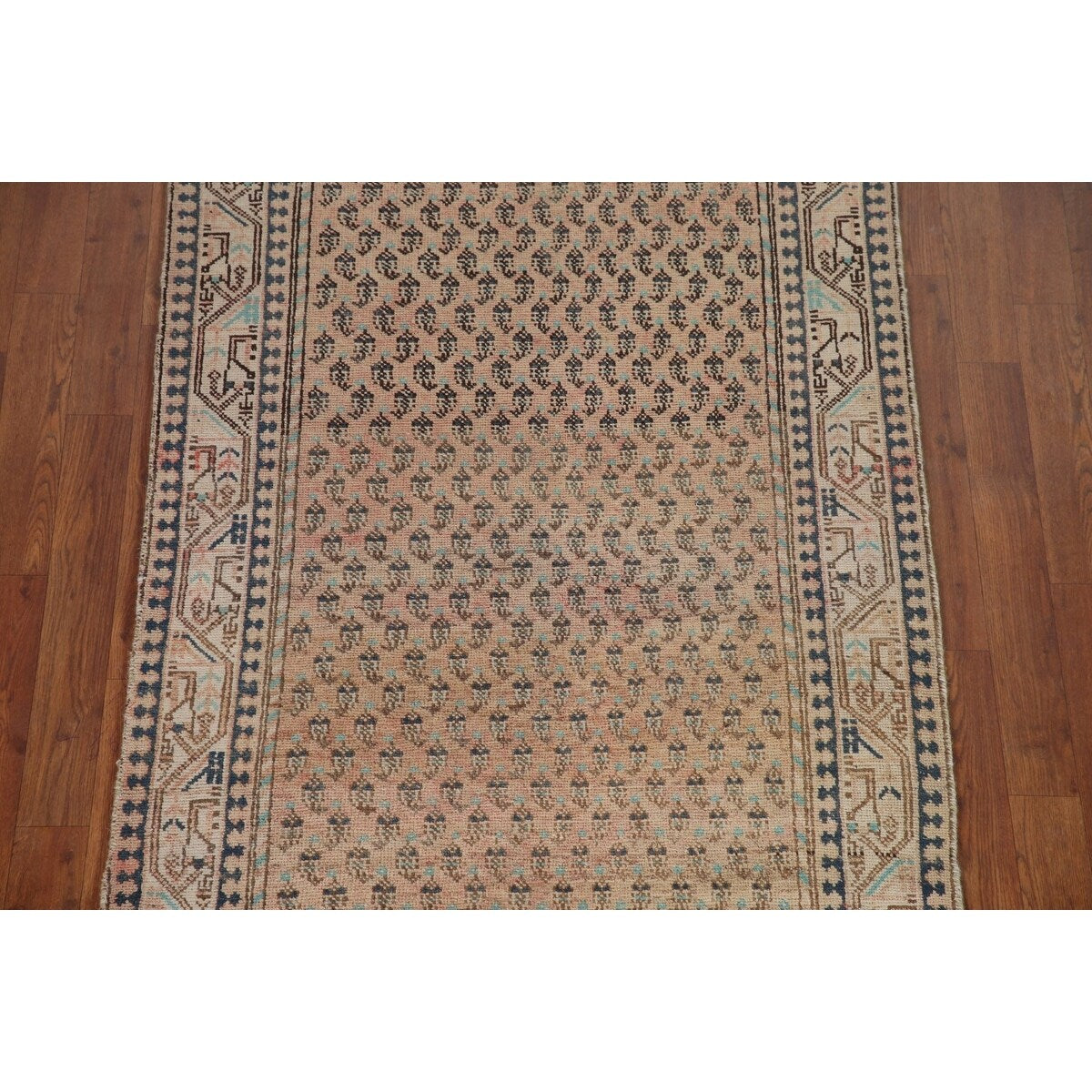 Boteh Botemir Persian Vintage Runner Rug Hand-knotted Wool Carpet - 3'3" x 9'8"