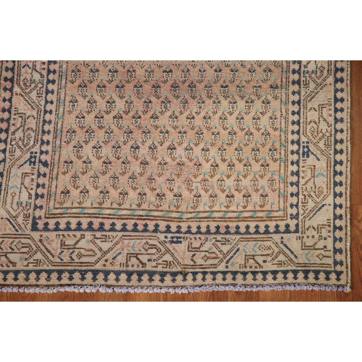 Boteh Botemir Persian Vintage Runner Rug Hand-knotted Wool Carpet - 3'3" x 9'8"