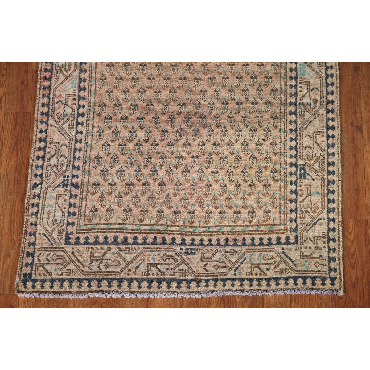 Boteh Botemir Persian Vintage Runner Rug Hand-knotted Wool Carpet - 3'3" x 9'8"