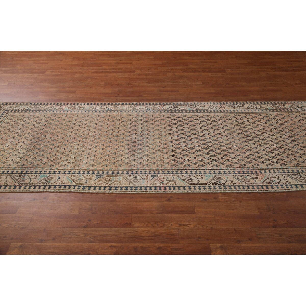 Boteh Botemir Persian Vintage Runner Rug Hand-knotted Wool Carpet - 3'3" x 9'8"