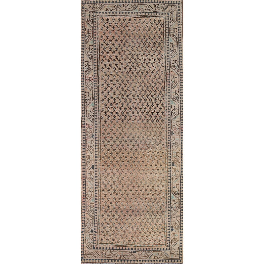 Boteh Botemir Persian Vintage Runner Rug Hand-knotted Wool Carpet - 3'3" x 9'8"