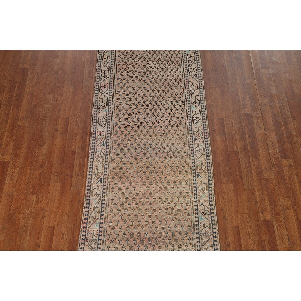 Boteh Botemir Persian Vintage Runner Rug Hand-knotted Wool Carpet - 3'3" x 9'8"