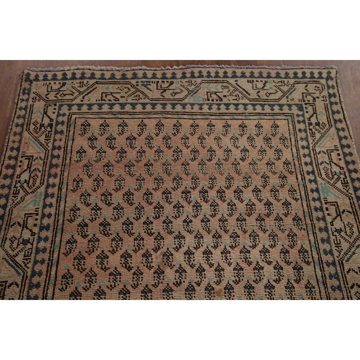 Boteh Botemir Persian Vintage Runner Rug Hand-knotted Wool Carpet - 3'3" x 9'8"