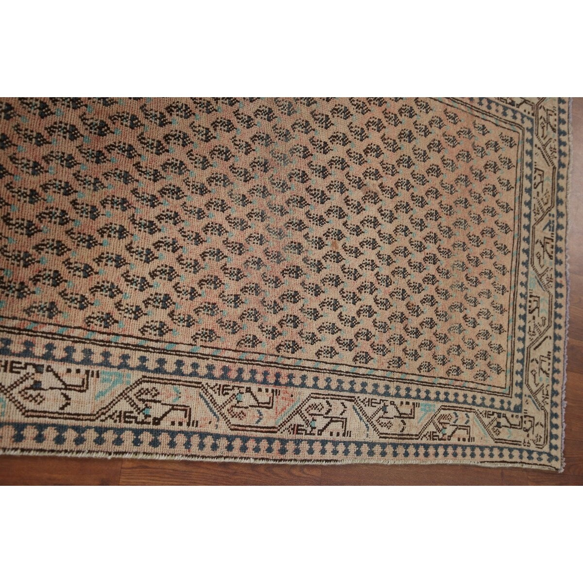 Boteh Botemir Persian Vintage Runner Rug Hand-knotted Wool Carpet - 3'3" x 9'8"