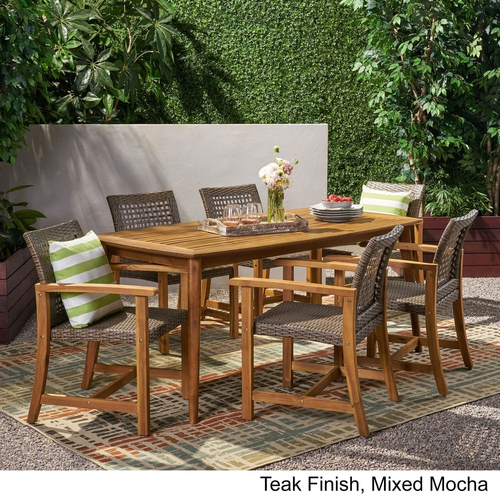 Botsford Outdoor 6 Seater Acacia Wood Dining Set by Christopher Knight Home