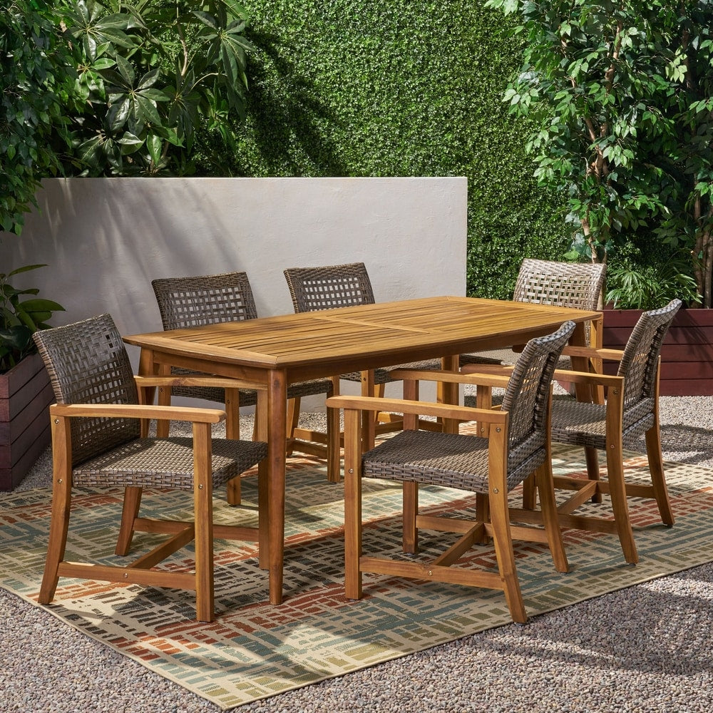 Botsford Outdoor 6 Seater Acacia Wood Dining Set by Christopher Knight Home