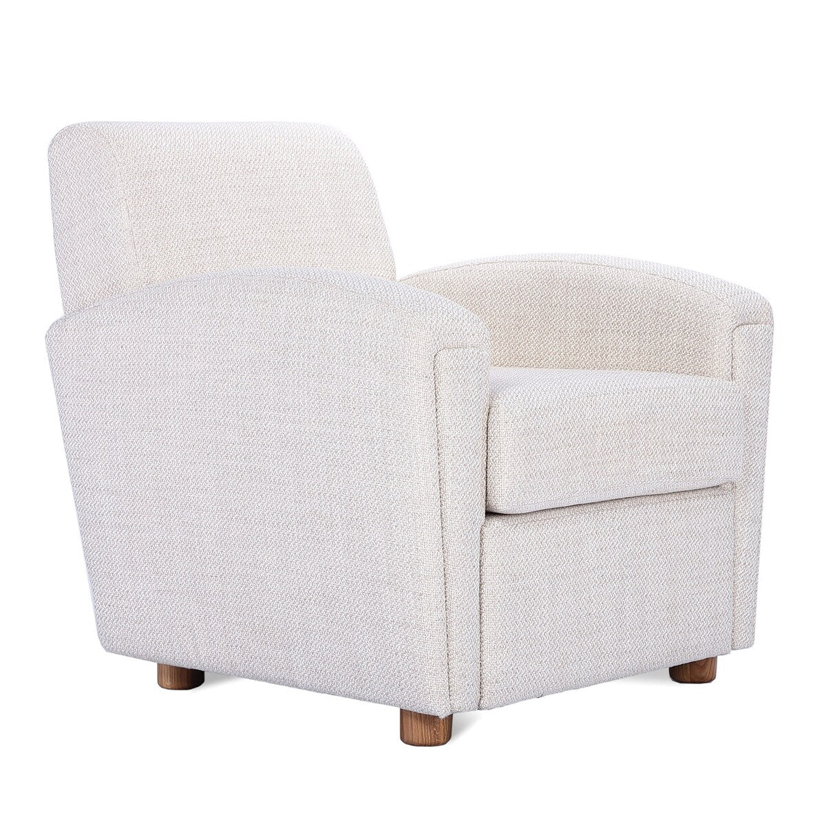 Bouclé Fabric Upholstered Chair with Oak Wood Legs