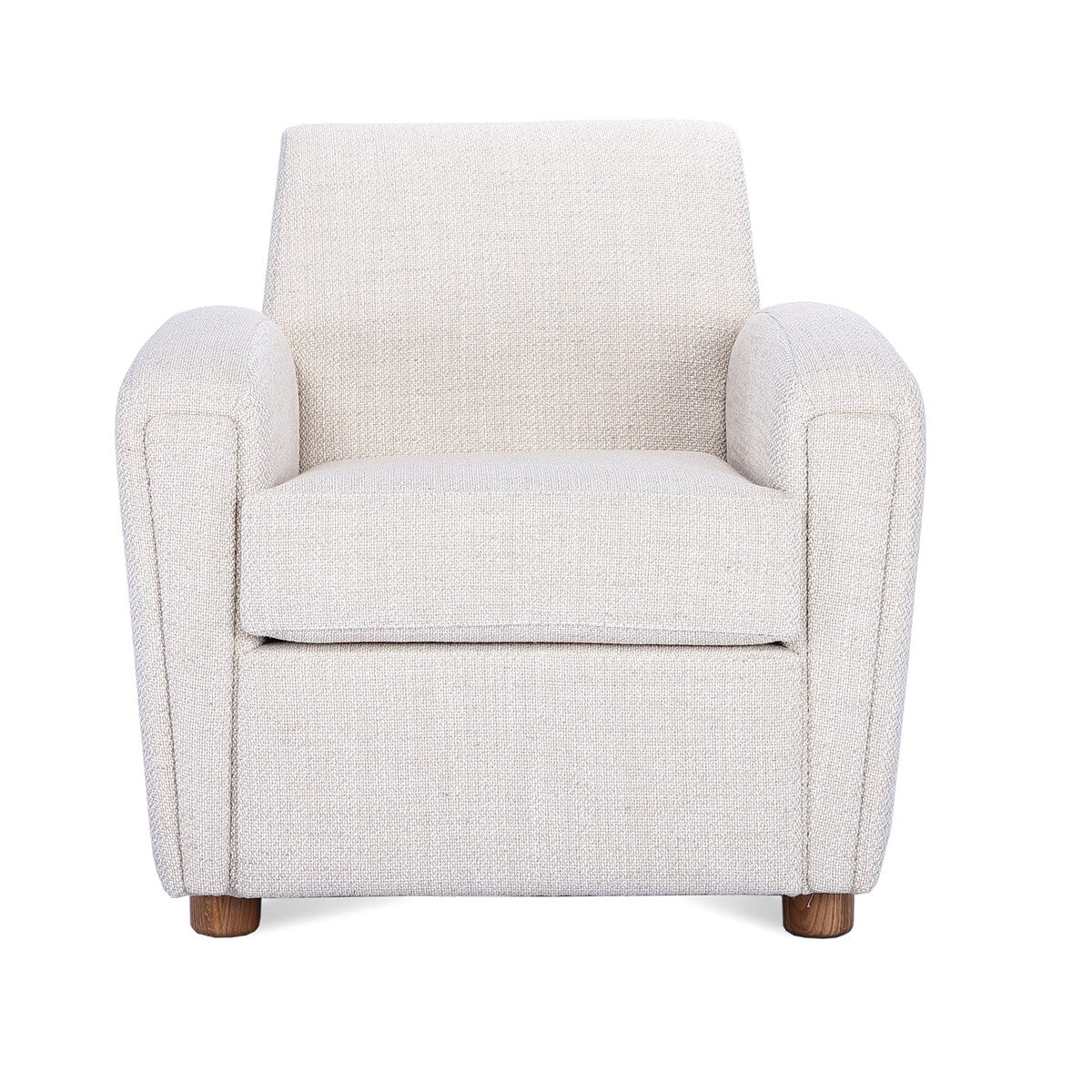 Bouclé Fabric Upholstered Chair with Oak Wood Legs