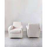 Bouclé Fabric Upholstered Chair with Oak Wood Legs