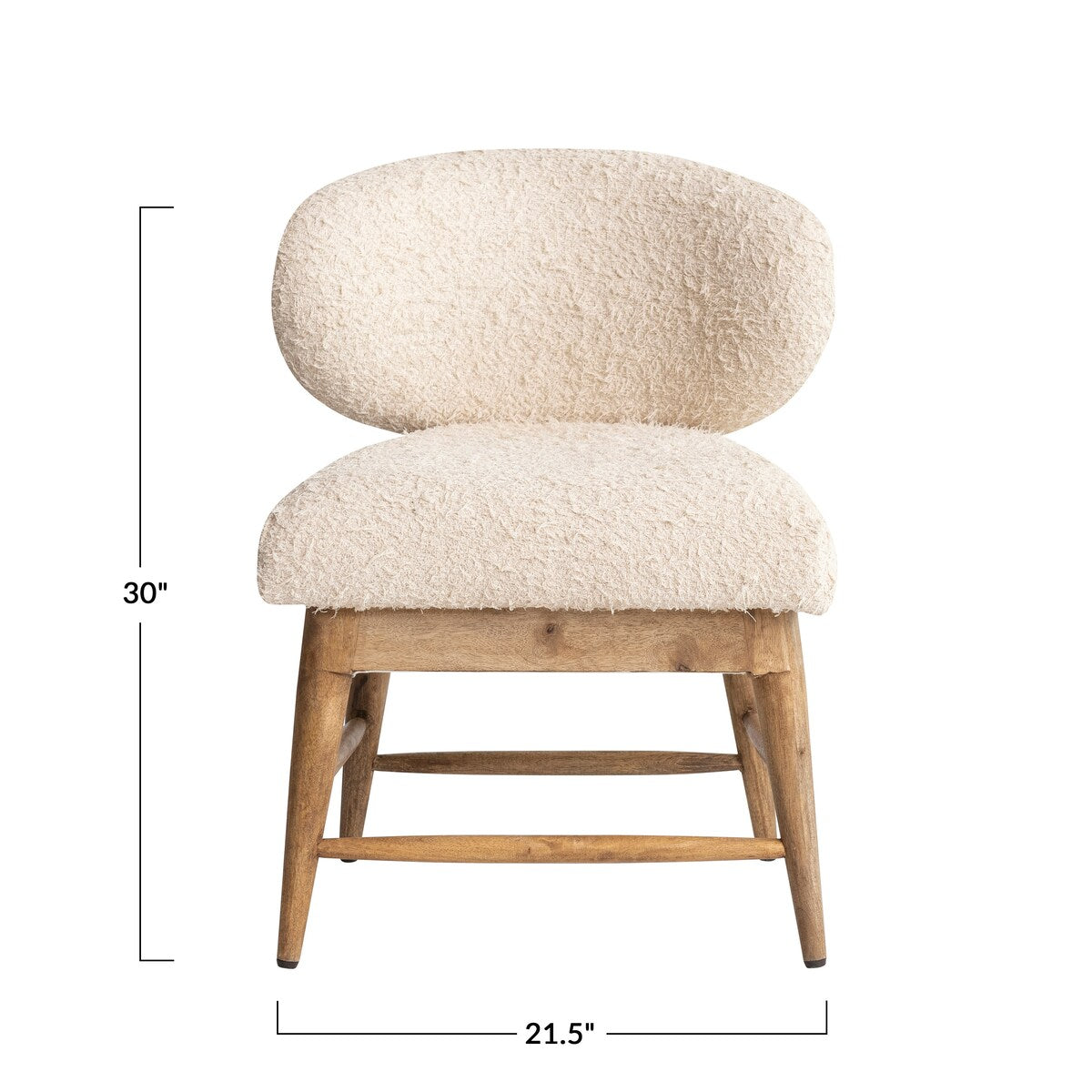Boucle Cotton Upholstered Chair with Wood Legs - 21.5"L x 23.0"W x 30.0"H