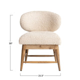 Boucle Cotton Upholstered Chair with Wood Legs - 21.5"L x 23.0"W x 30.0"H