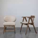 Boucle Cotton Upholstered Chair with Wood Legs - 21.5"L x 23.0"W x 30.0"H